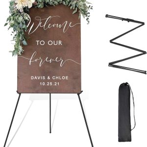 DANMO Easel Stand for Wedding Sign Poster 63'' Instant Display Easel for Floor Adjustable Metal Art Easel Black