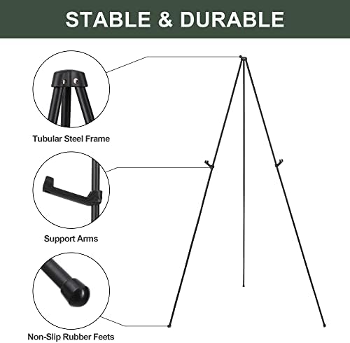 DANMO Easel Stand for Wedding Sign Poster 63'' Instant Display Easel for Floor Adjustable Metal Art Easel Black - Image 4