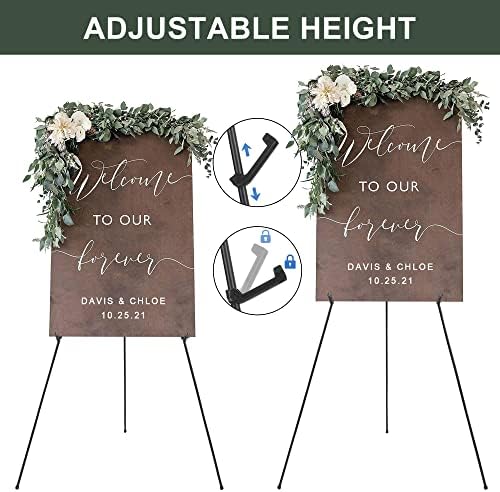 DANMO Easel Stand for Wedding Sign Poster 63'' Instant Display Easel for Floor Adjustable Metal Art Easel Black - Image 5