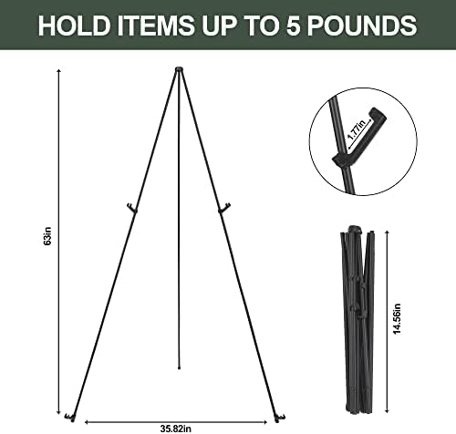 DANMO Easel Stand for Wedding Sign Poster 63'' Instant Display Easel for Floor Adjustable Metal Art Easel Black - Image 6