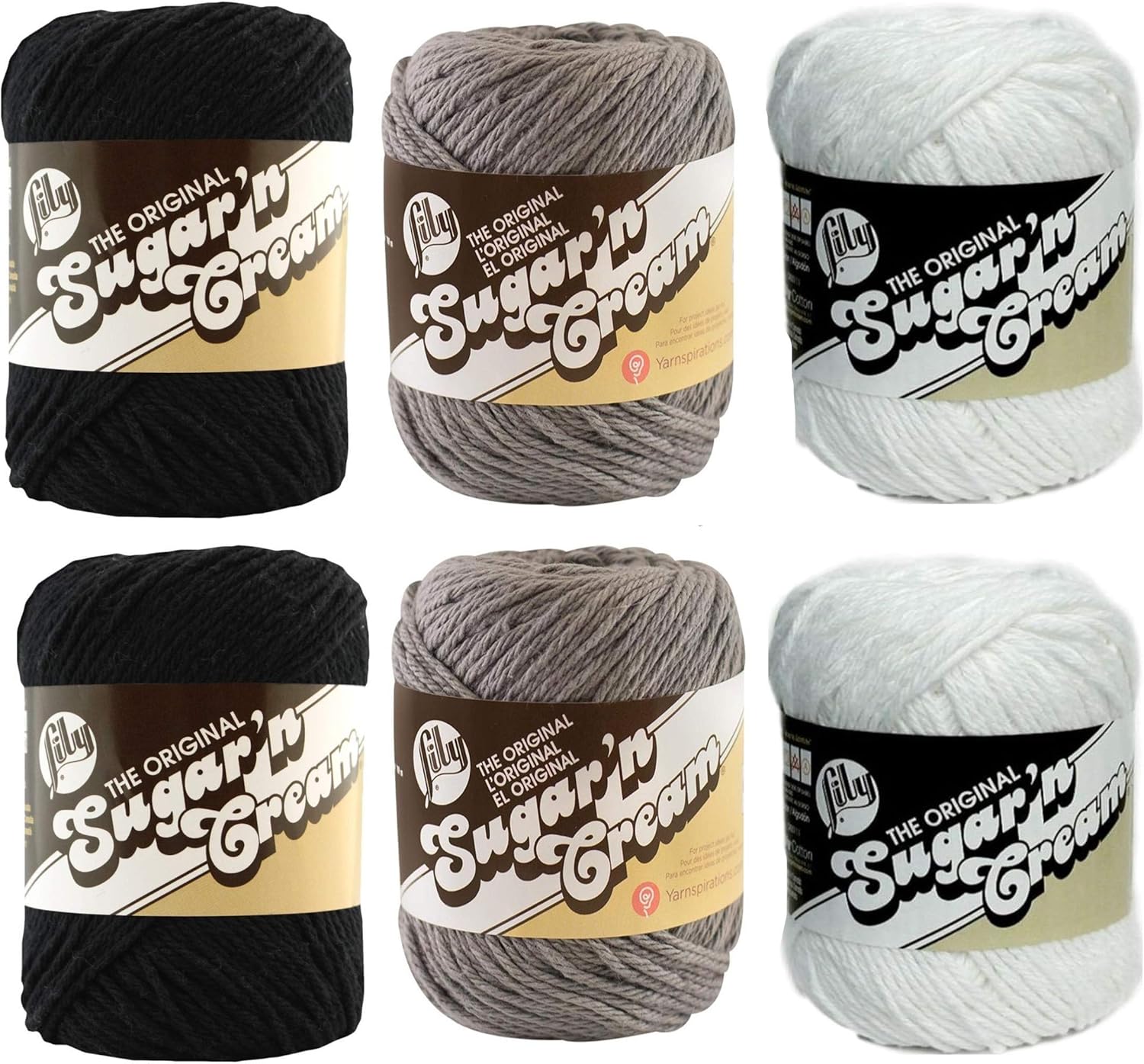 Lily Sugar n' Cream Variety Assortment 6 Pack Bundle 100 Percent Cotton Medium 4 Worsted (Multicolor)