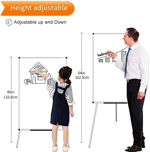 VIZ-PRO Whiteboard Easel, 36 x 24 Inches, Portable Dry Erase Board Height Adjustable With Flipchart Pad - Image 2