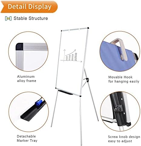 VIZ-PRO Whiteboard Easel, 36 x 24 Inches, Portable Dry Erase Board Height Adjustable With Flipchart Pad - Image 3